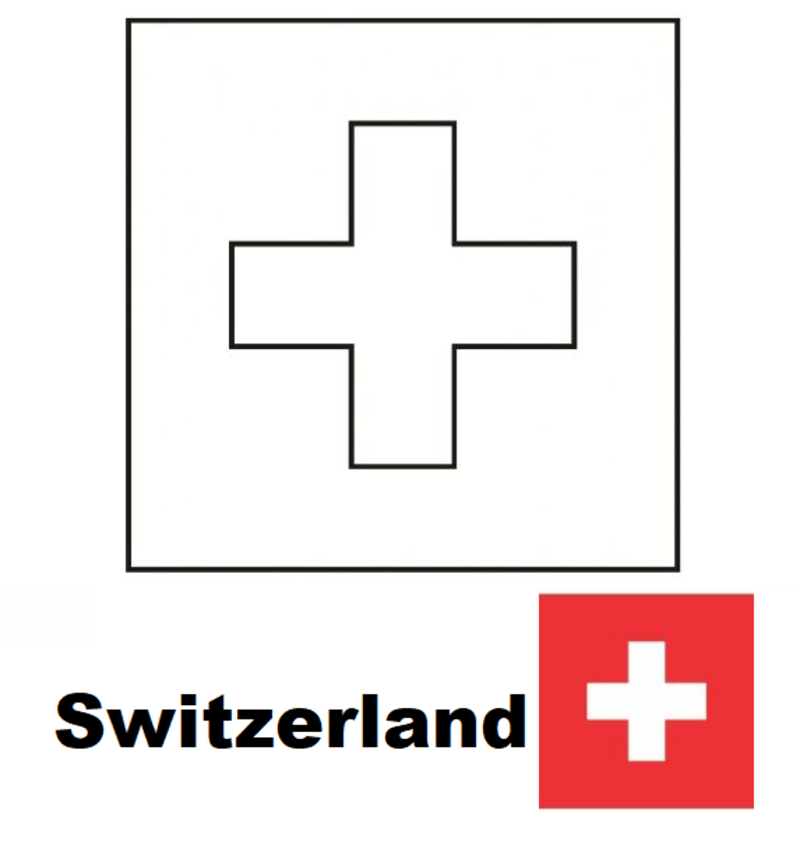Ausmalbilder Fahne und Wappen der Schweiz