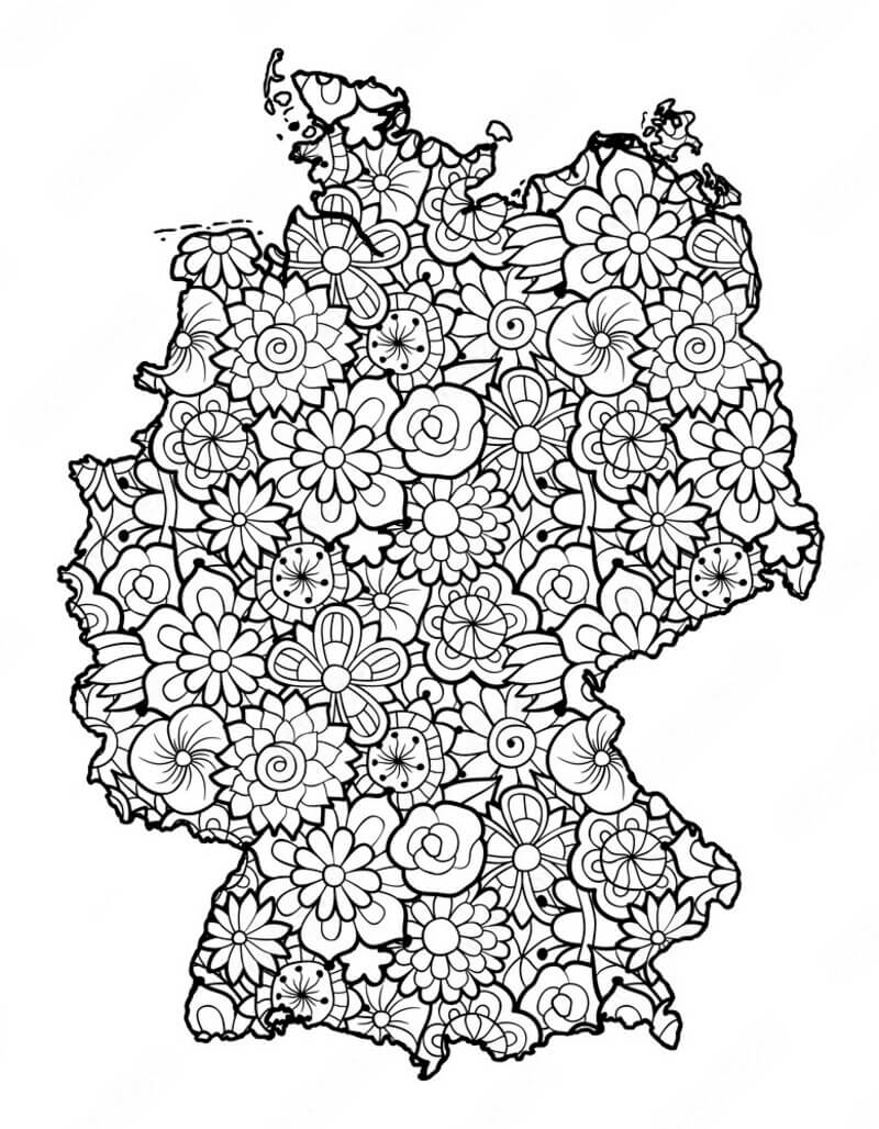 Karte von Deutschland mit Blumen