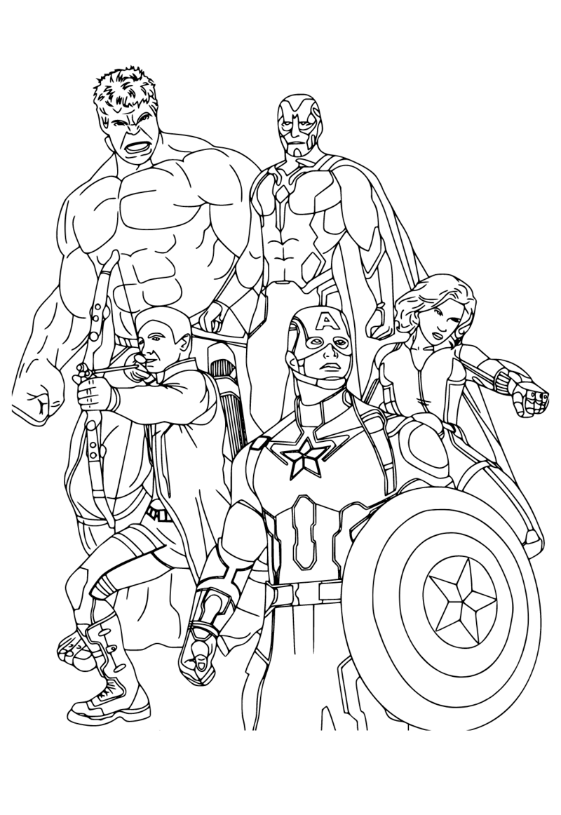 Kostenlos druckbares Avengers-Team