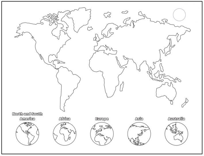 Weltkarte und Kontinente