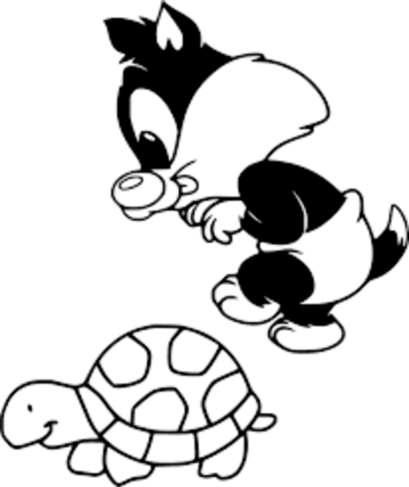 Baby Sylvester und eine Schildkröte