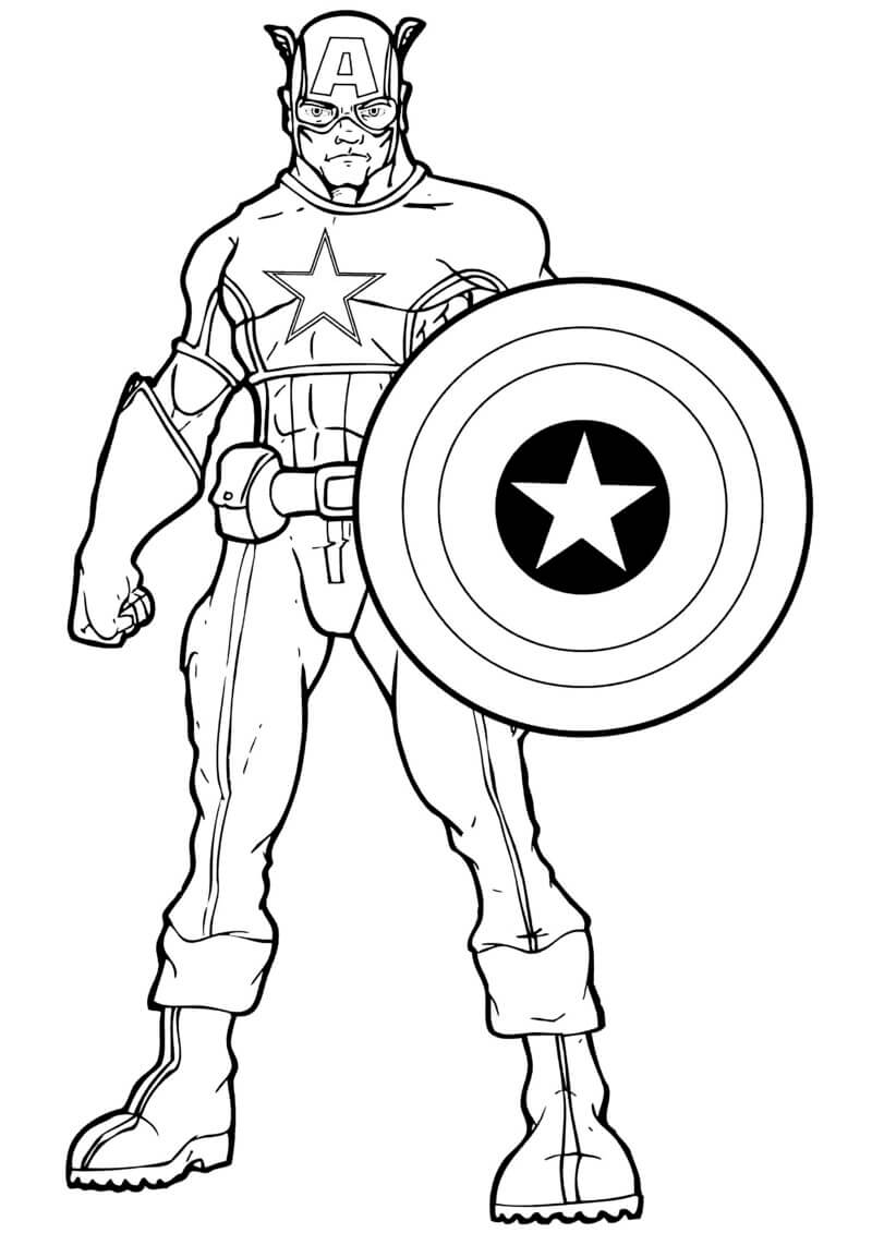 Captain America hält einen Schild