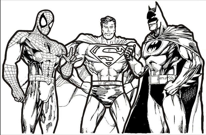 Batman, Superman und Spiderman