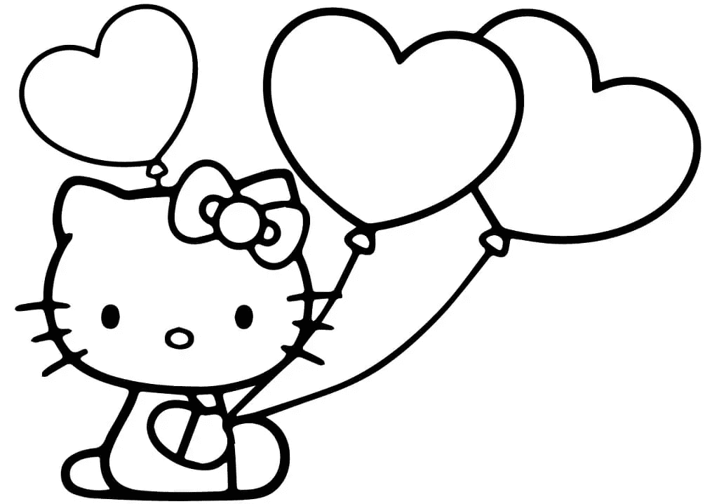 Hello Kitty mit Herzballons