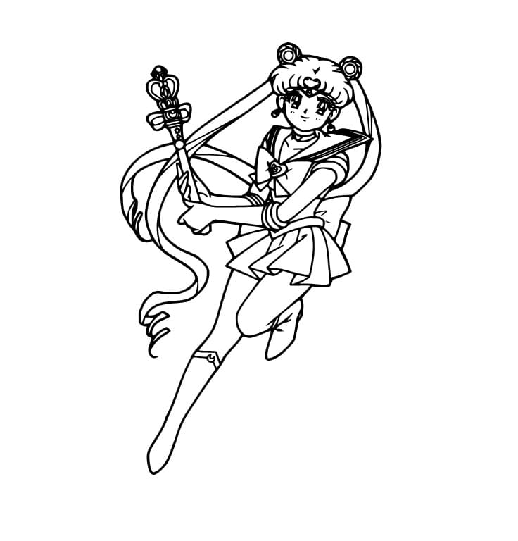 Sailor Moon hält einen Zauberstab