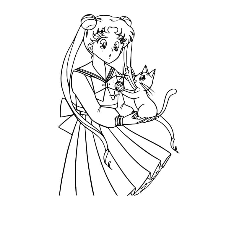 Sailor Moon mit Luna Cat
