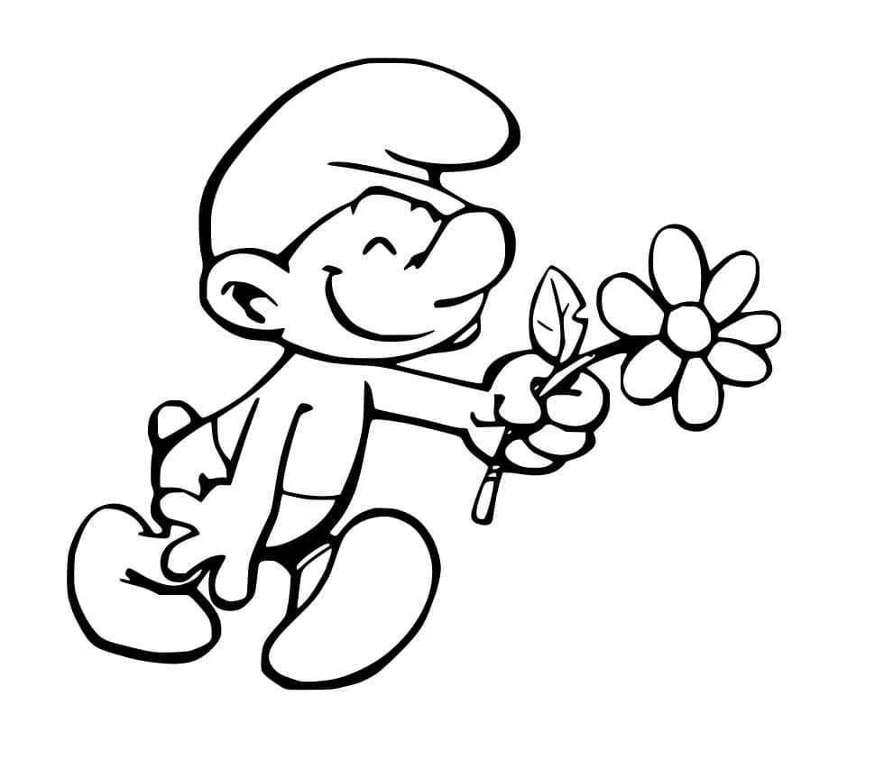Die Schlümpfe hält eine Blume