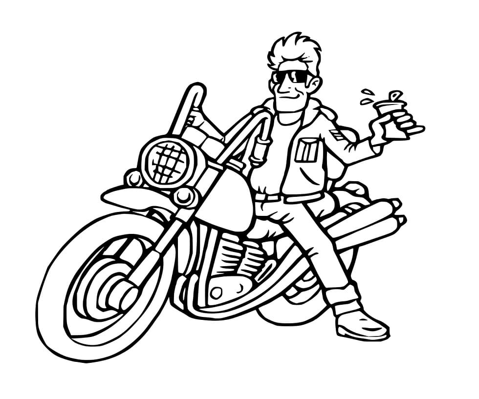 Ein Mann mit Sonnenbrille auf einem Motorrad