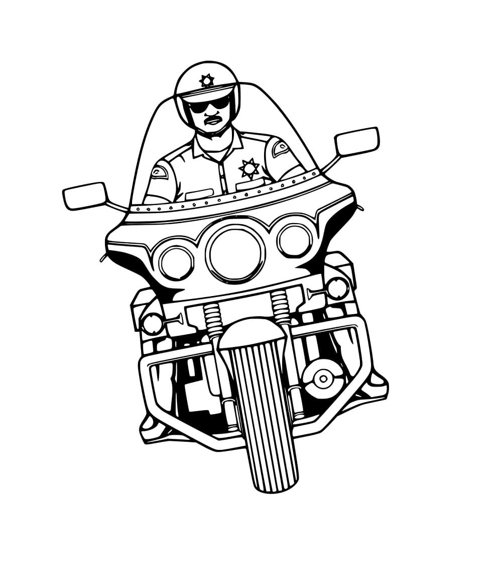 Ein Polizist auf dem Motorrad