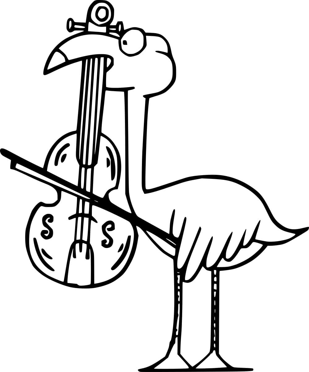 Flamingo spielt Geige