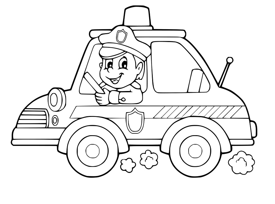Junge im Polizeiauto