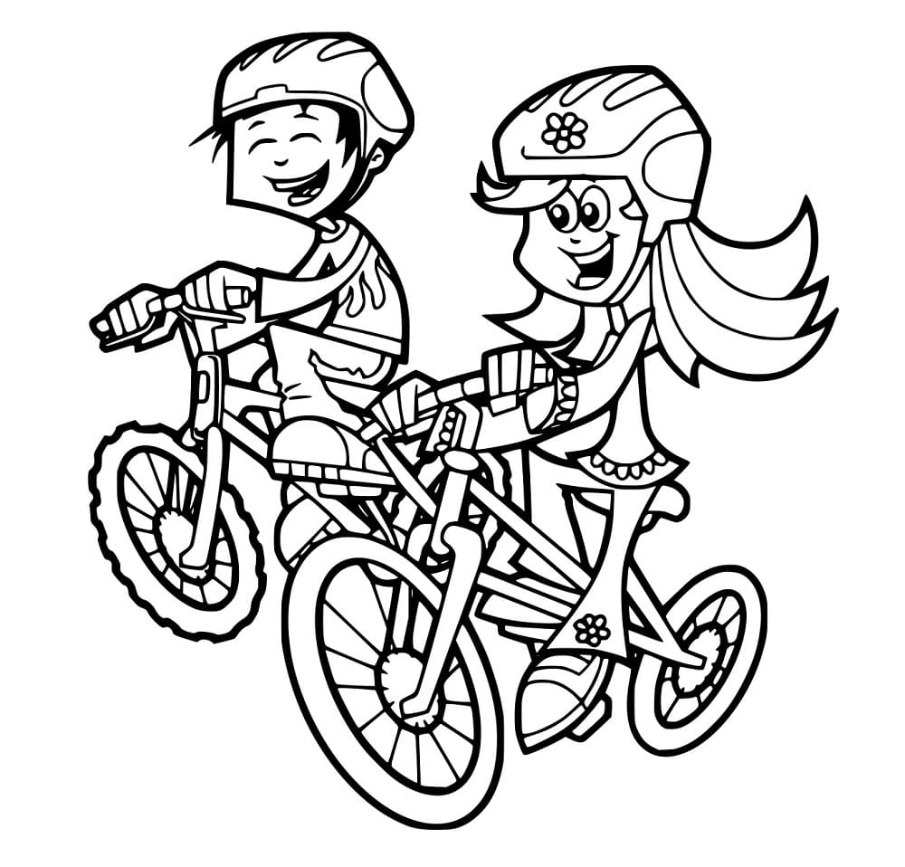 Junge und Mädchen fahren Fahrrad