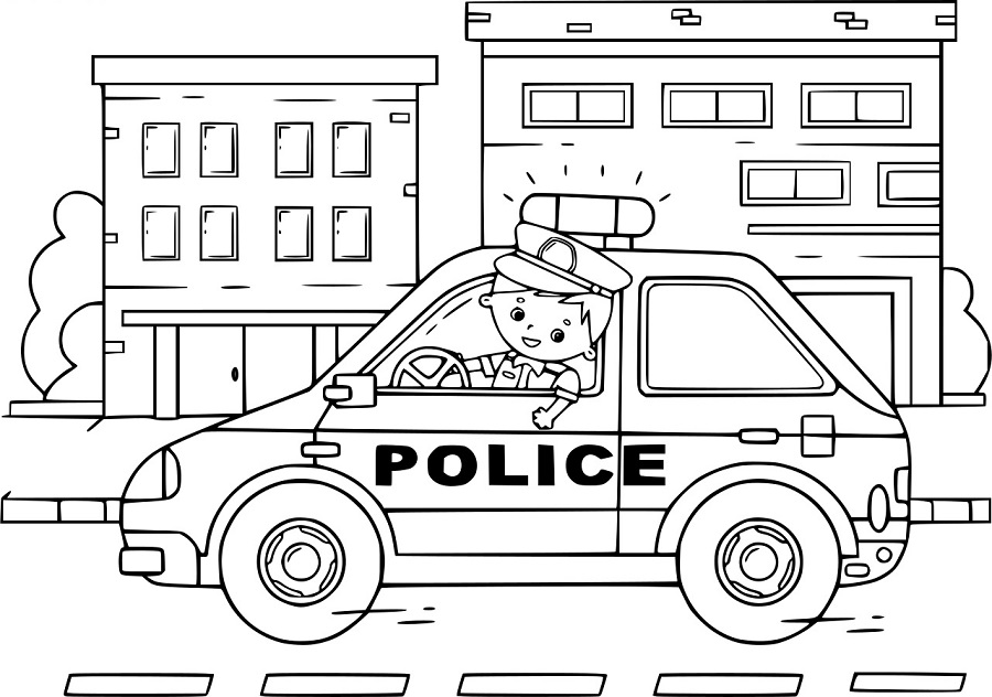 Karikatur Polizeiauto auf der Straße