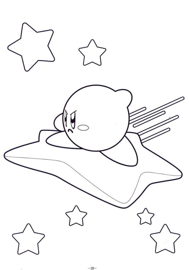 Kirby fliegt auf Sternen
