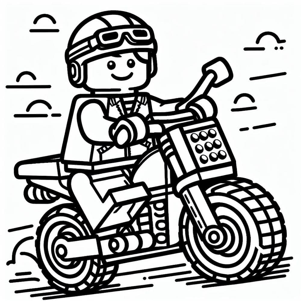 Lego Junge fährt Motorrad