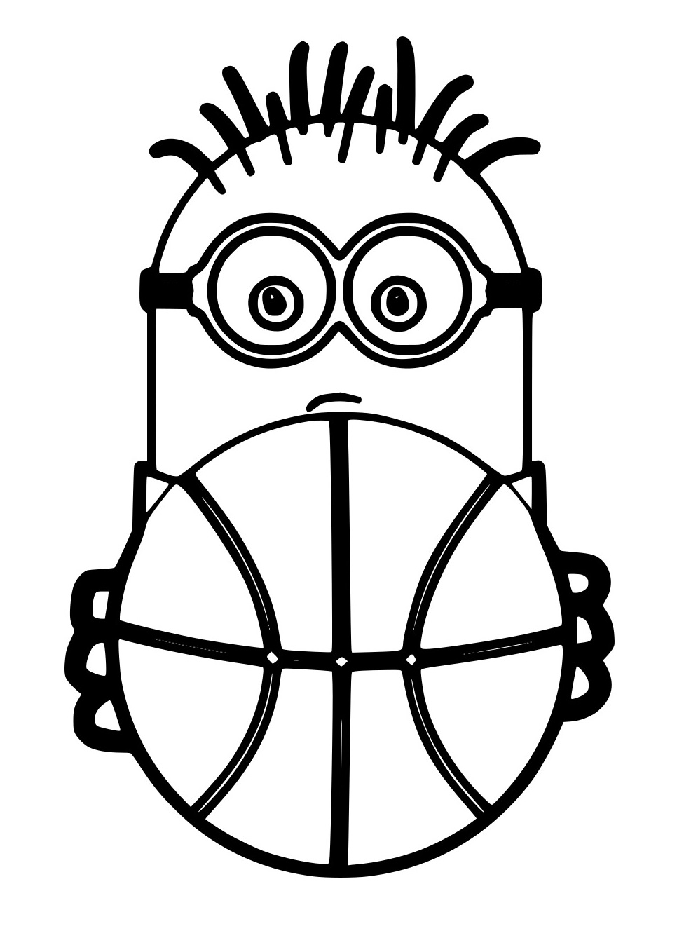 Minionshält einen Basketball