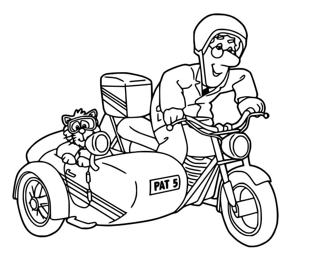 Oma und eine Katze auf dem Motorrad Beiwagen