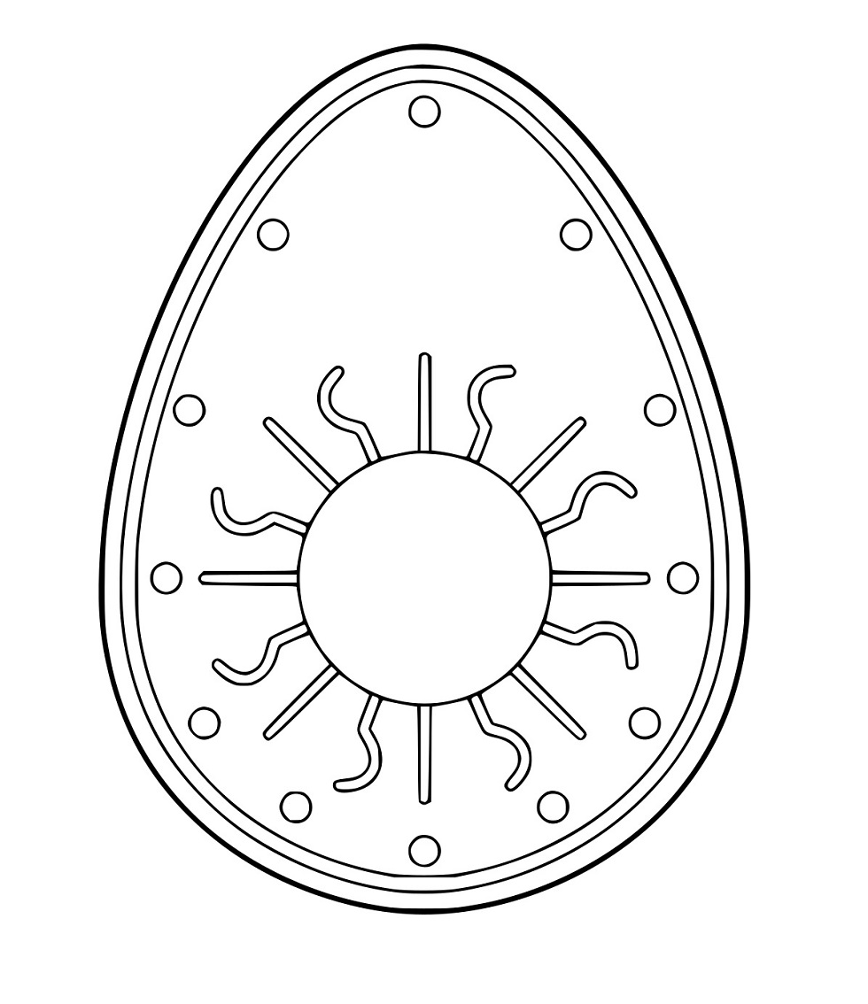 Osterei mit Sonnenmuster