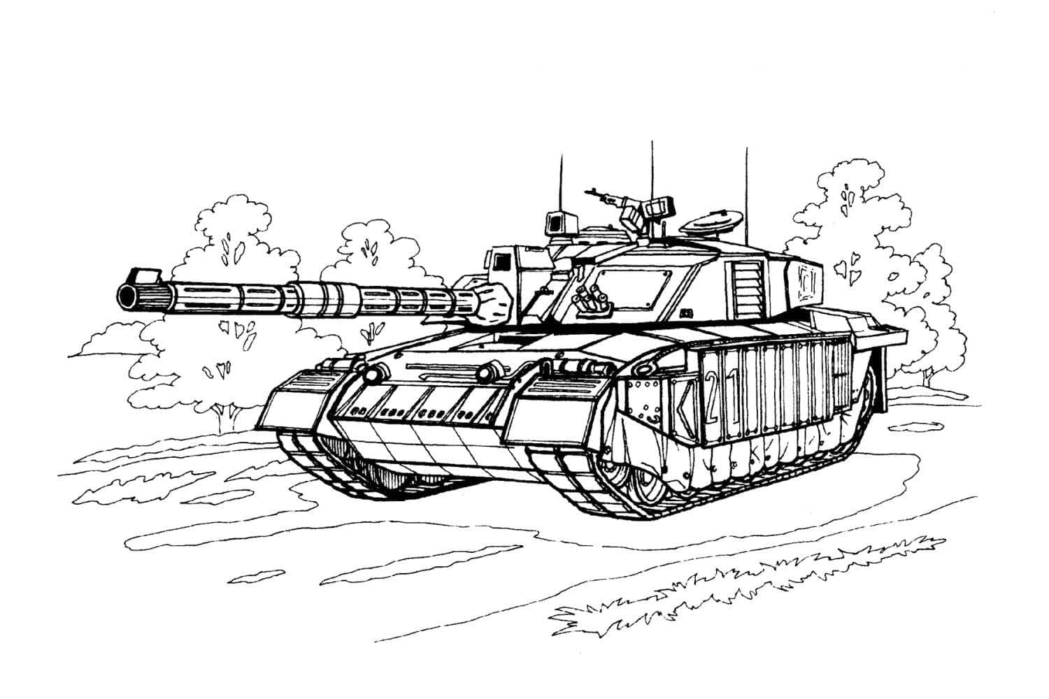 Panzer Challenger 1 ausmalen