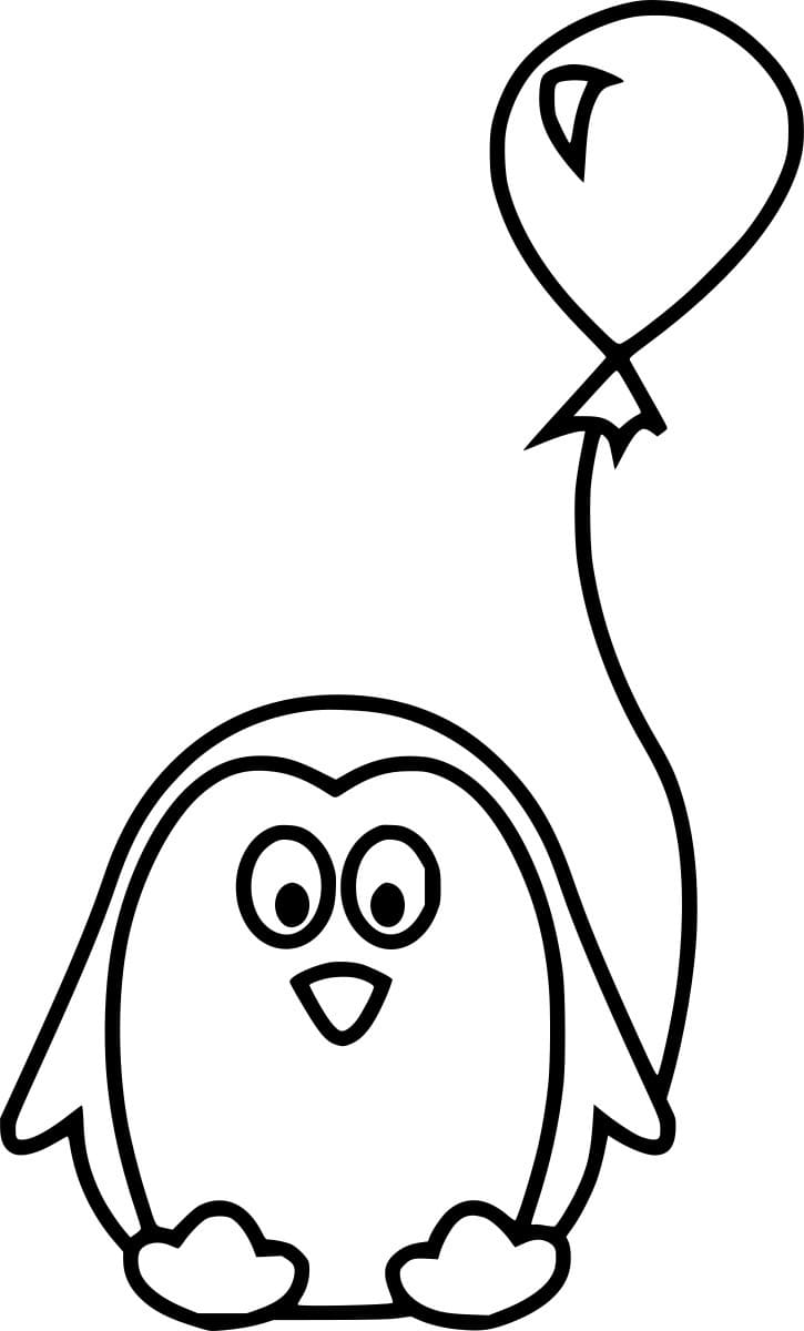 Pinguin hält einen Ballon