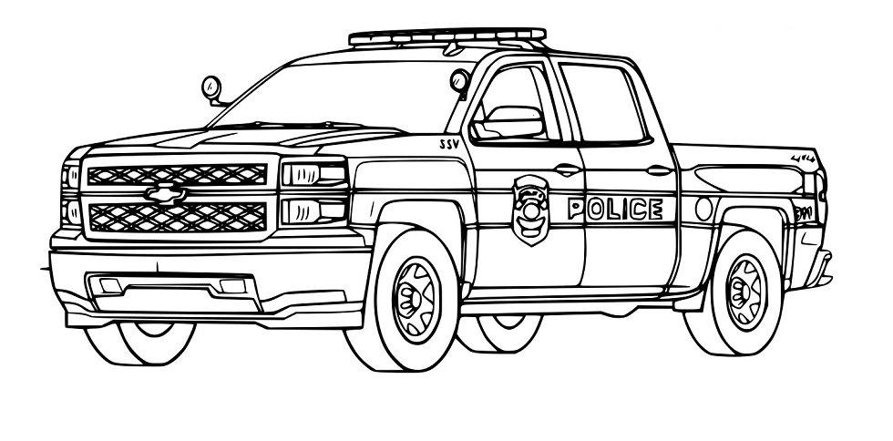 Realistischer Polizei Pickup Lastkraftwagen