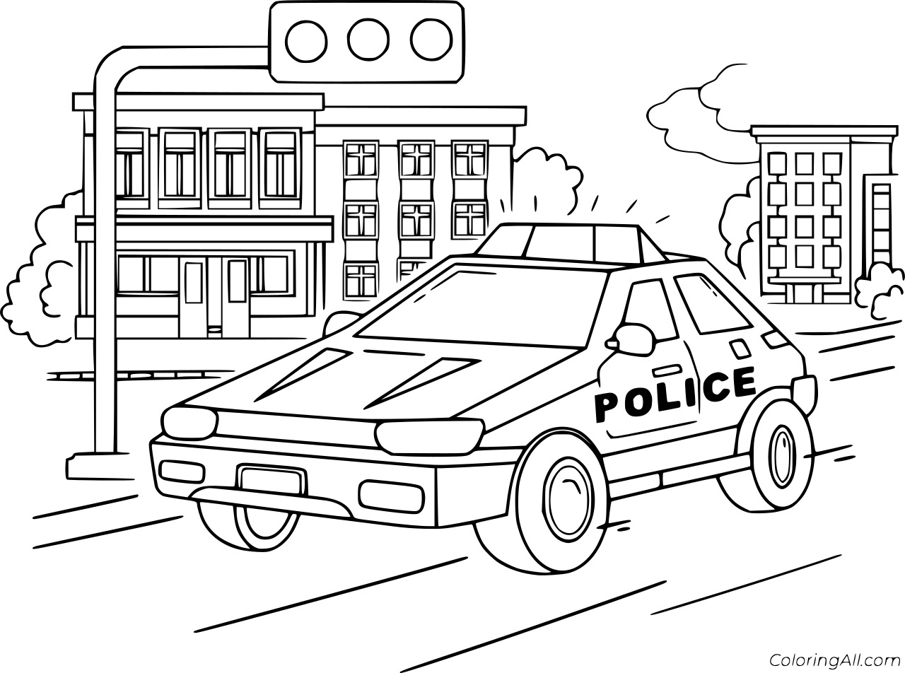 Realistisches Polizeiauto in der Stadt