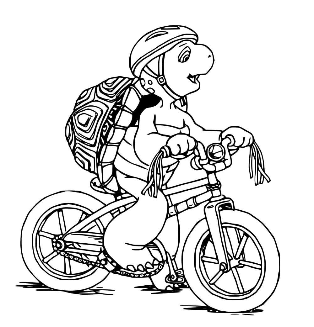 Schildkröte auf dem Fahrrad