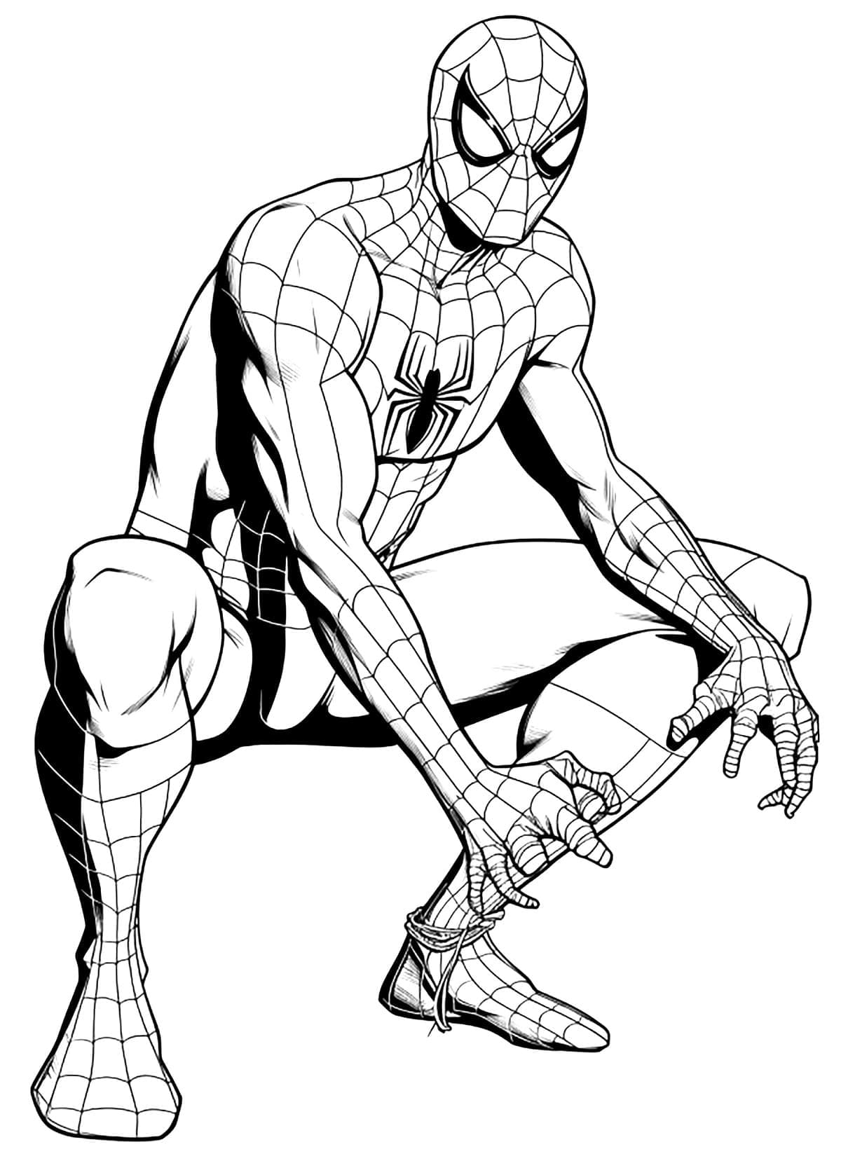 Spiderman sitzt