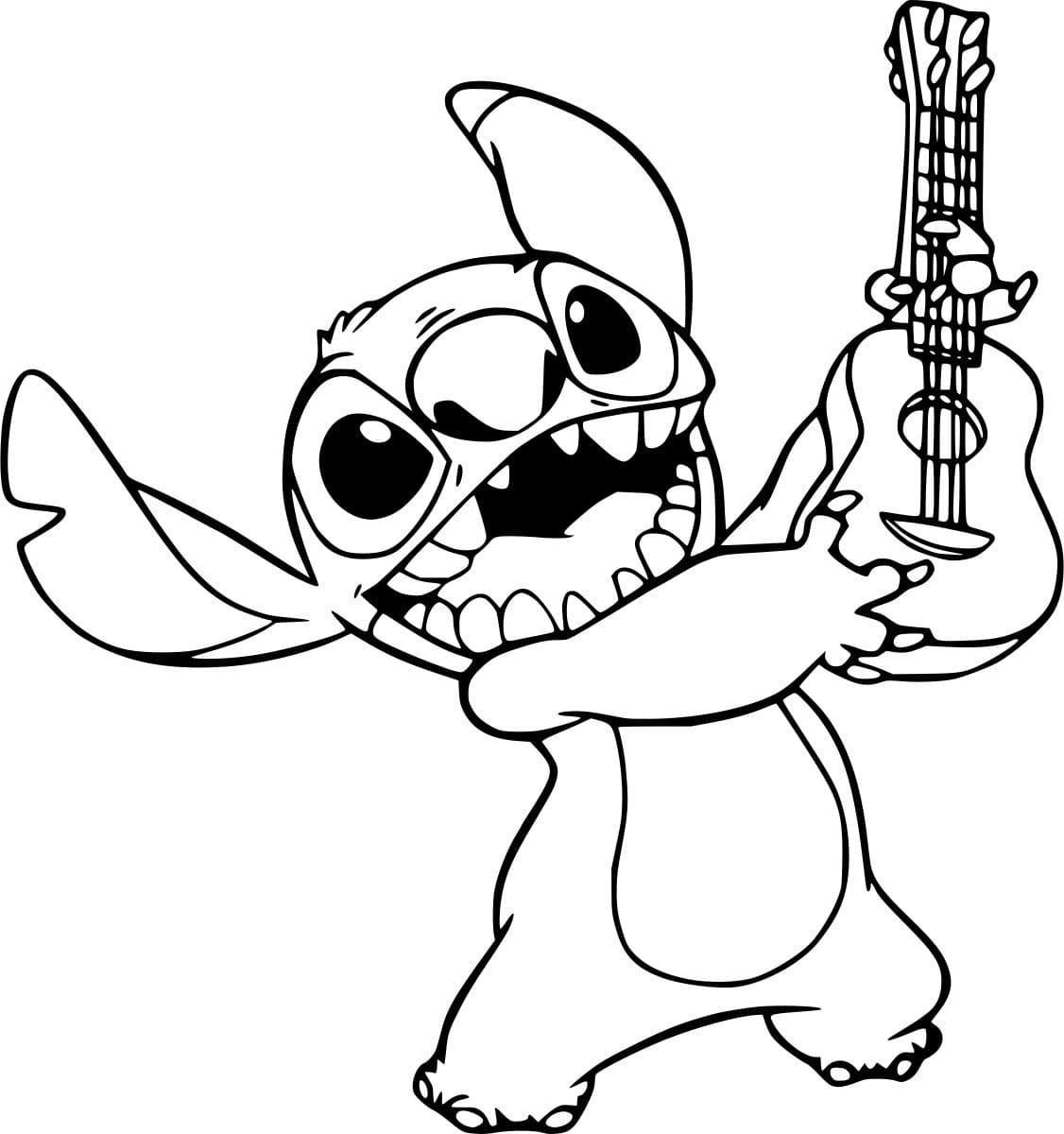 Stitch hält die Gitarre