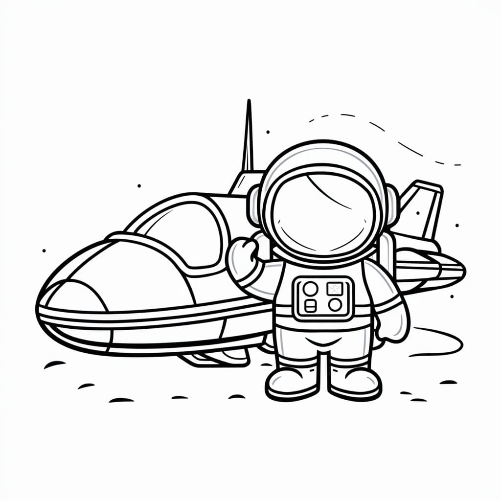 Astronaut mit Raumschiff