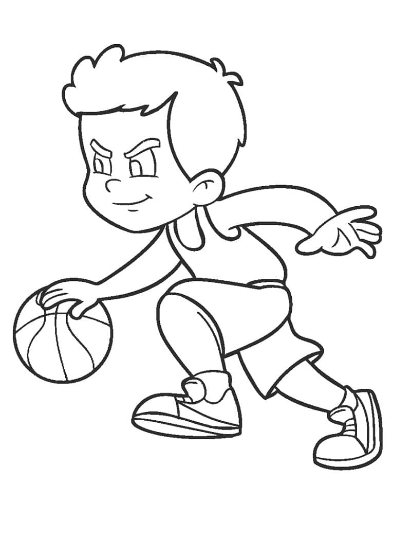 Kleiner Junge spielt Basketball