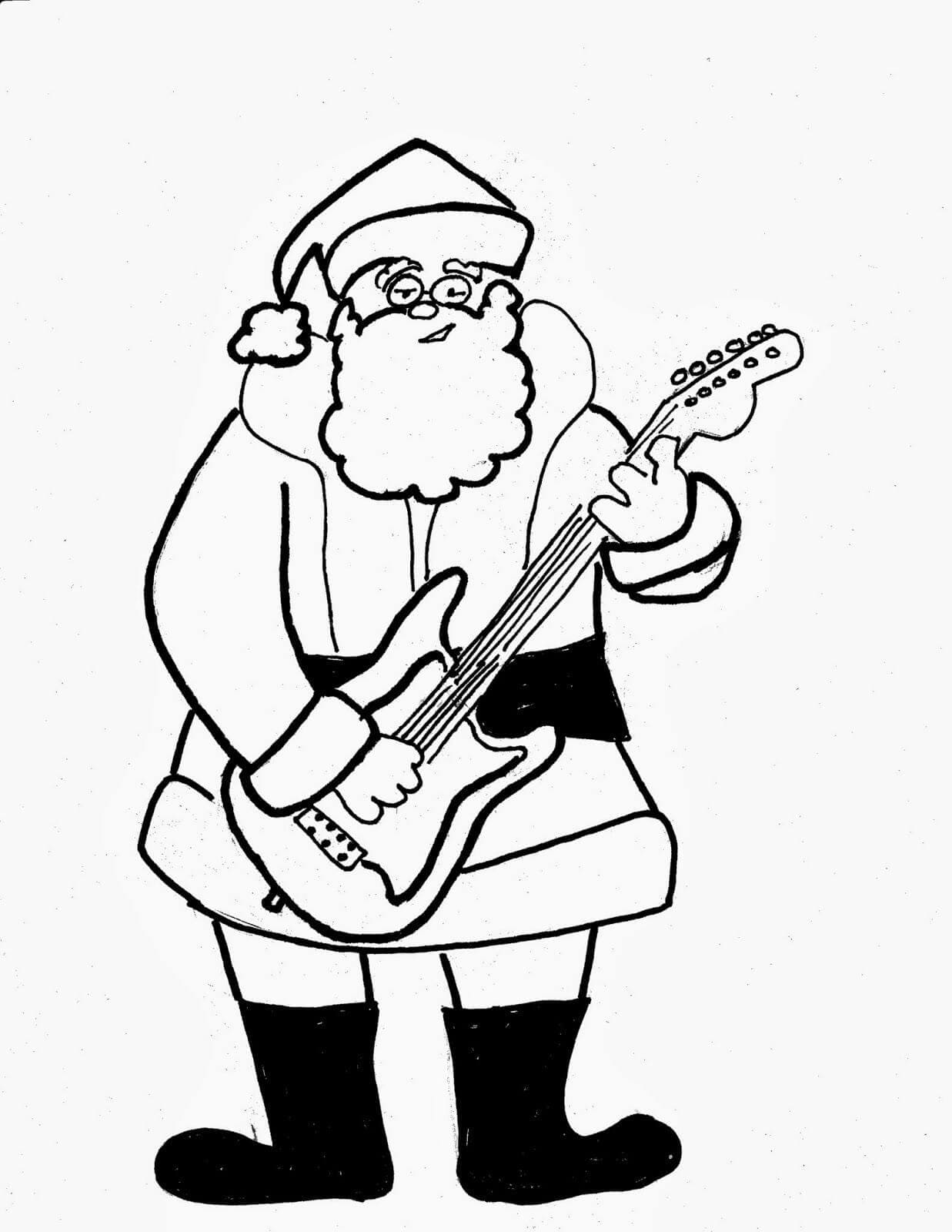 Lustiger Weihnachtsmann mit Gitarre