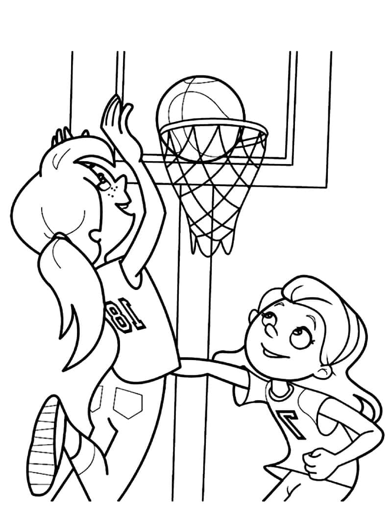 Mädchen spielen Basketball