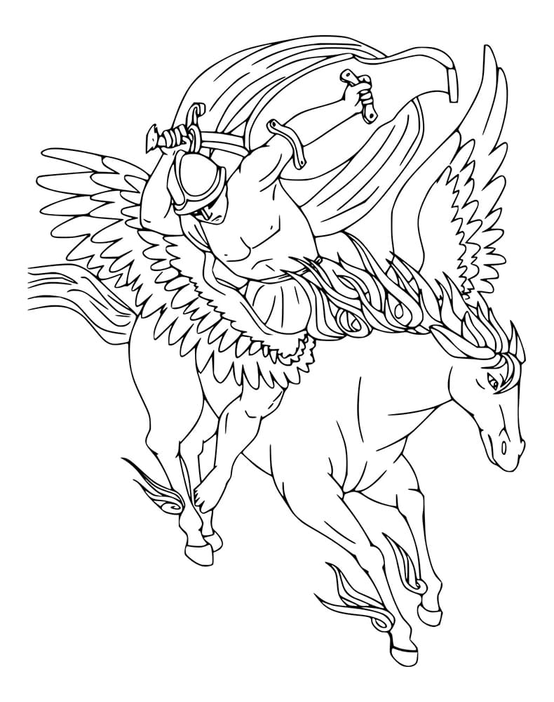 Pegasus mit Krieger