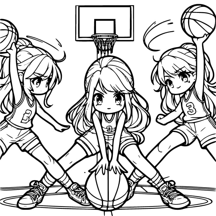 Schöne Mädchen spielen Basketball