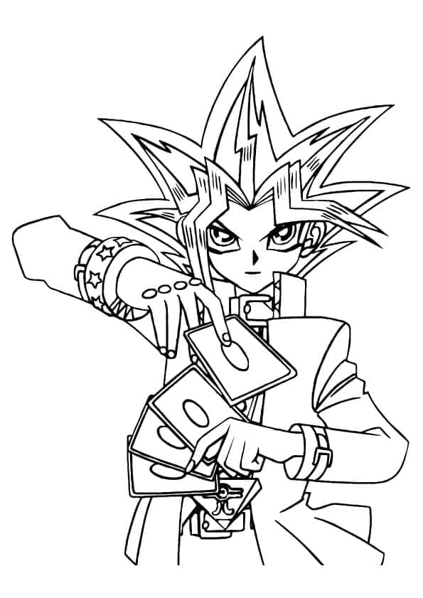 Yugi Muto mit Karten