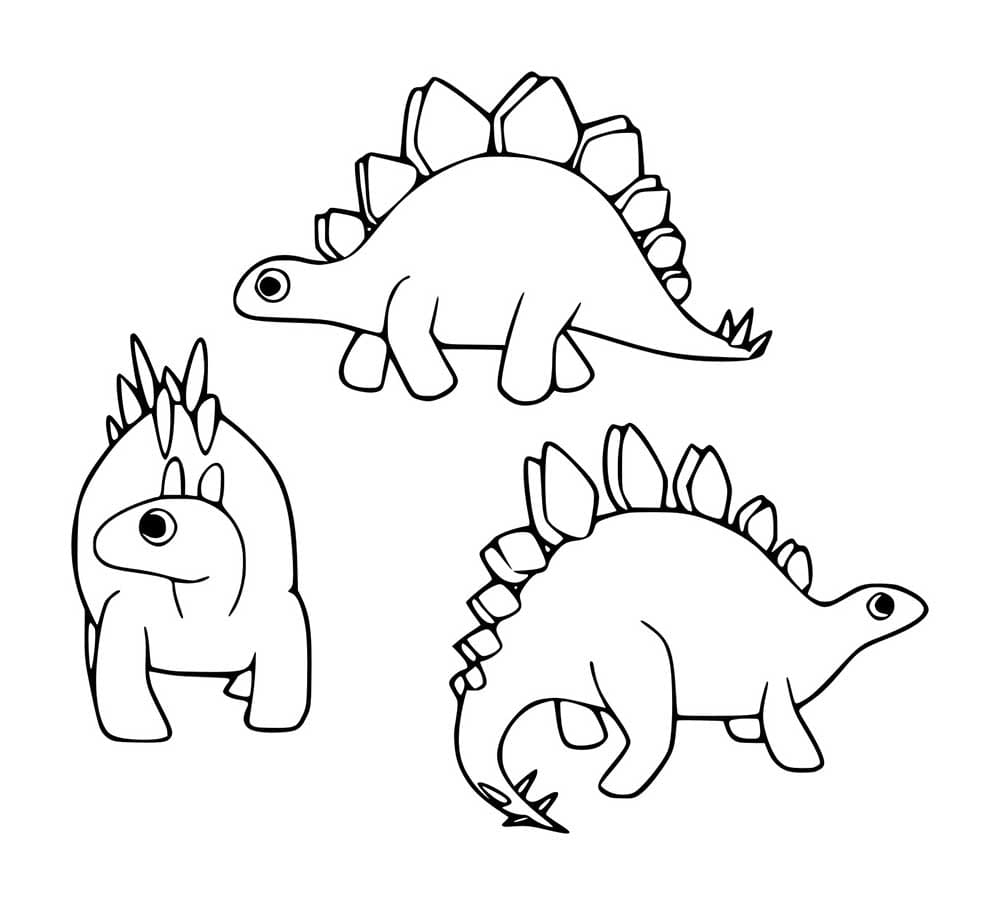 Drei Stegosaurus