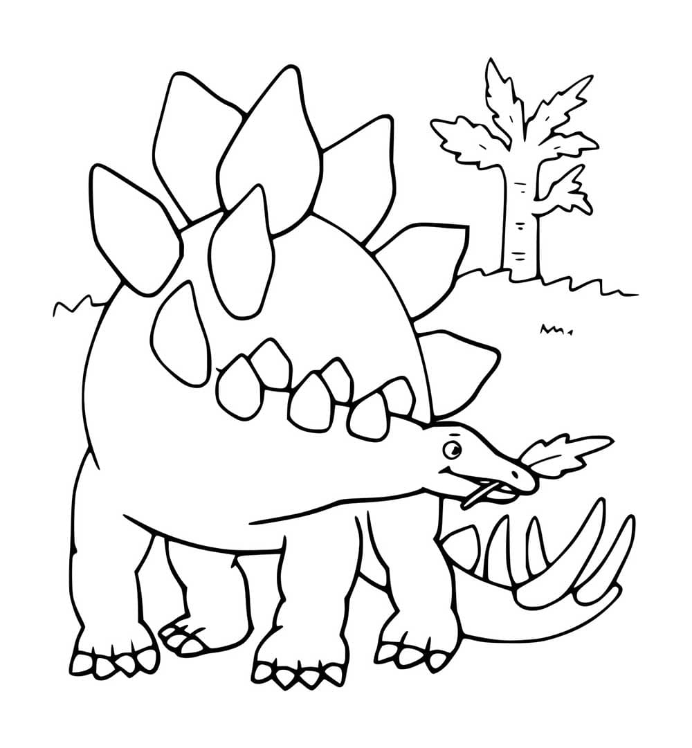 Stegosaurus frisst Blätter