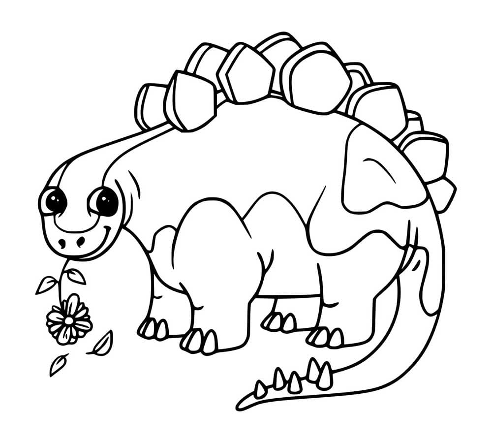 Stegosaurus frisst Blume