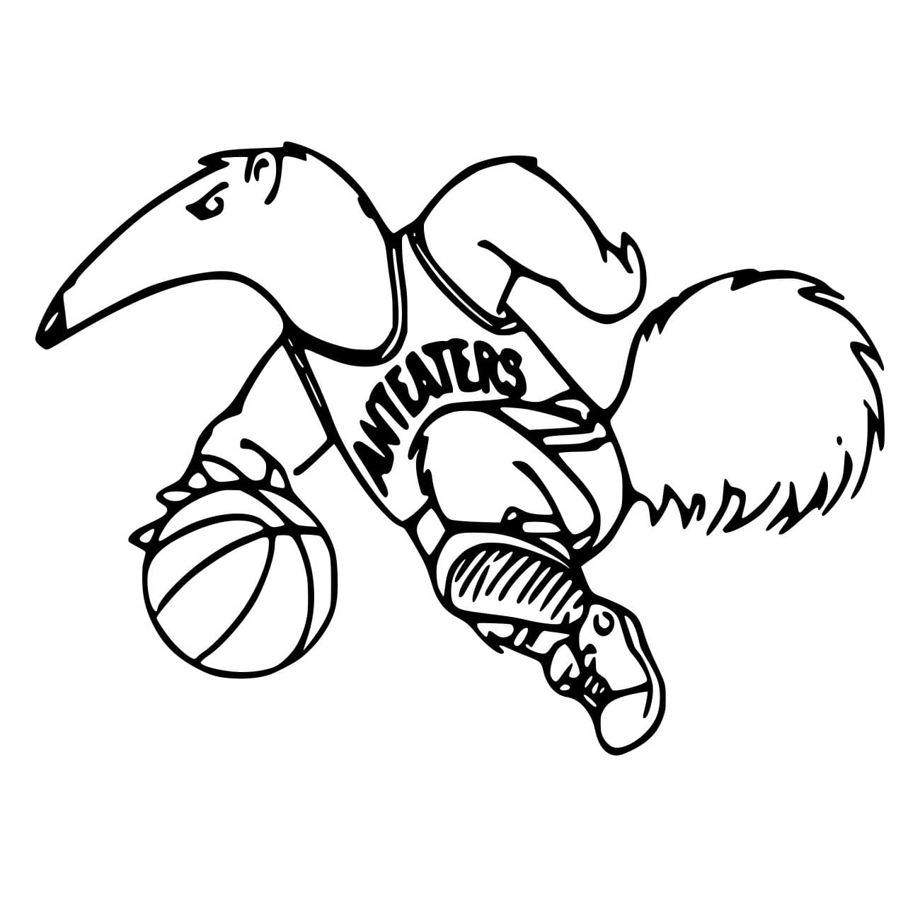 Ameisenbär spielt Basketball