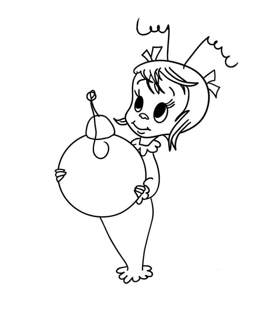 Cindy Lou mit einem Ornament