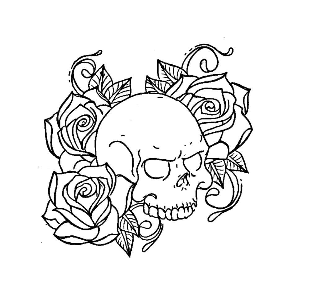 Totenkopf und Rose