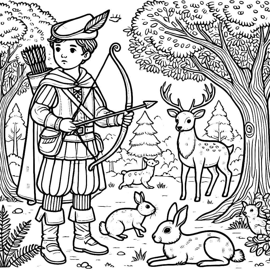 Robin Hood mit Hase und Hirsch