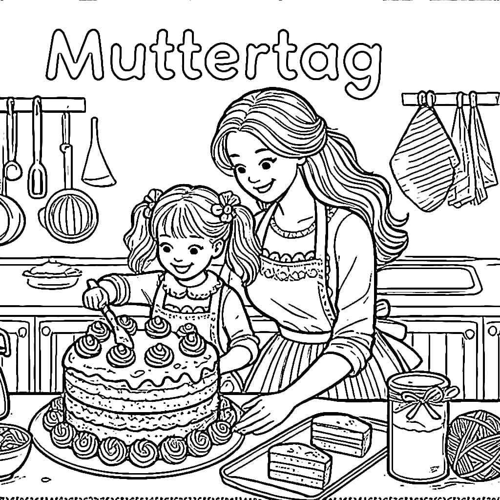 Druckbar Kuchen backen Muttertag