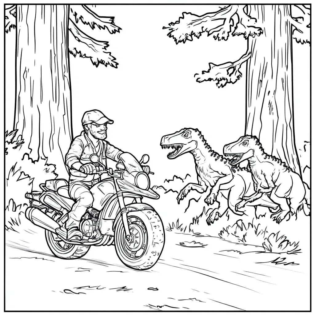 Jurassic World Dinosaurier und Moto