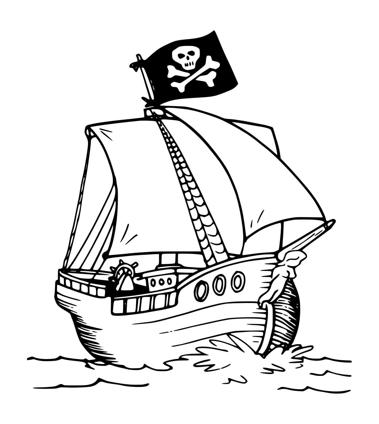 Piratenschiff auf der Wasseroberfläche