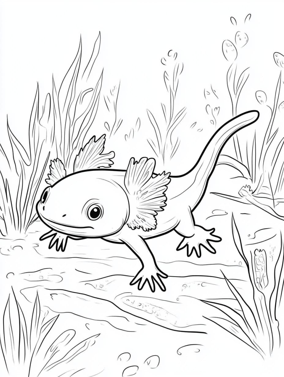 Druck Axolotl süß