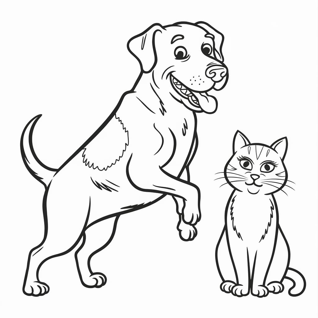 Hund und Katze glücklich