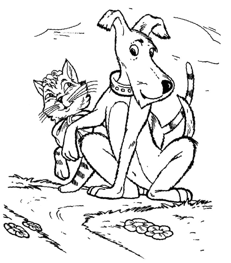 Karikatur Katze und Hund