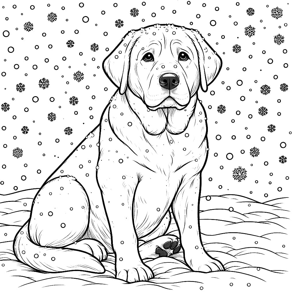 Labrador und Schneefall